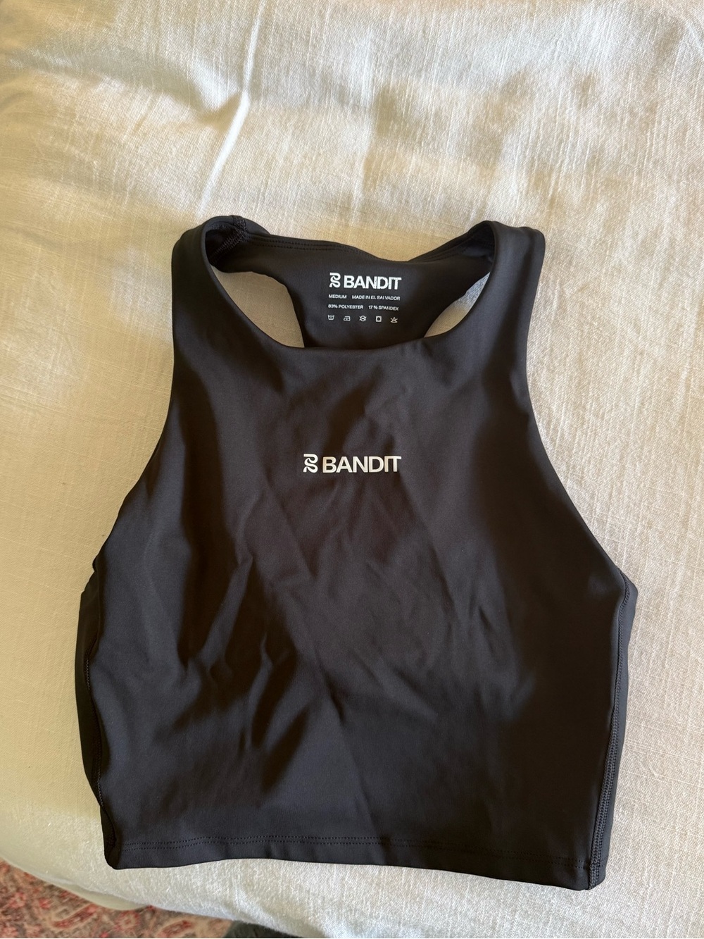 Bandit Black High-Neck Racerback Crop Top